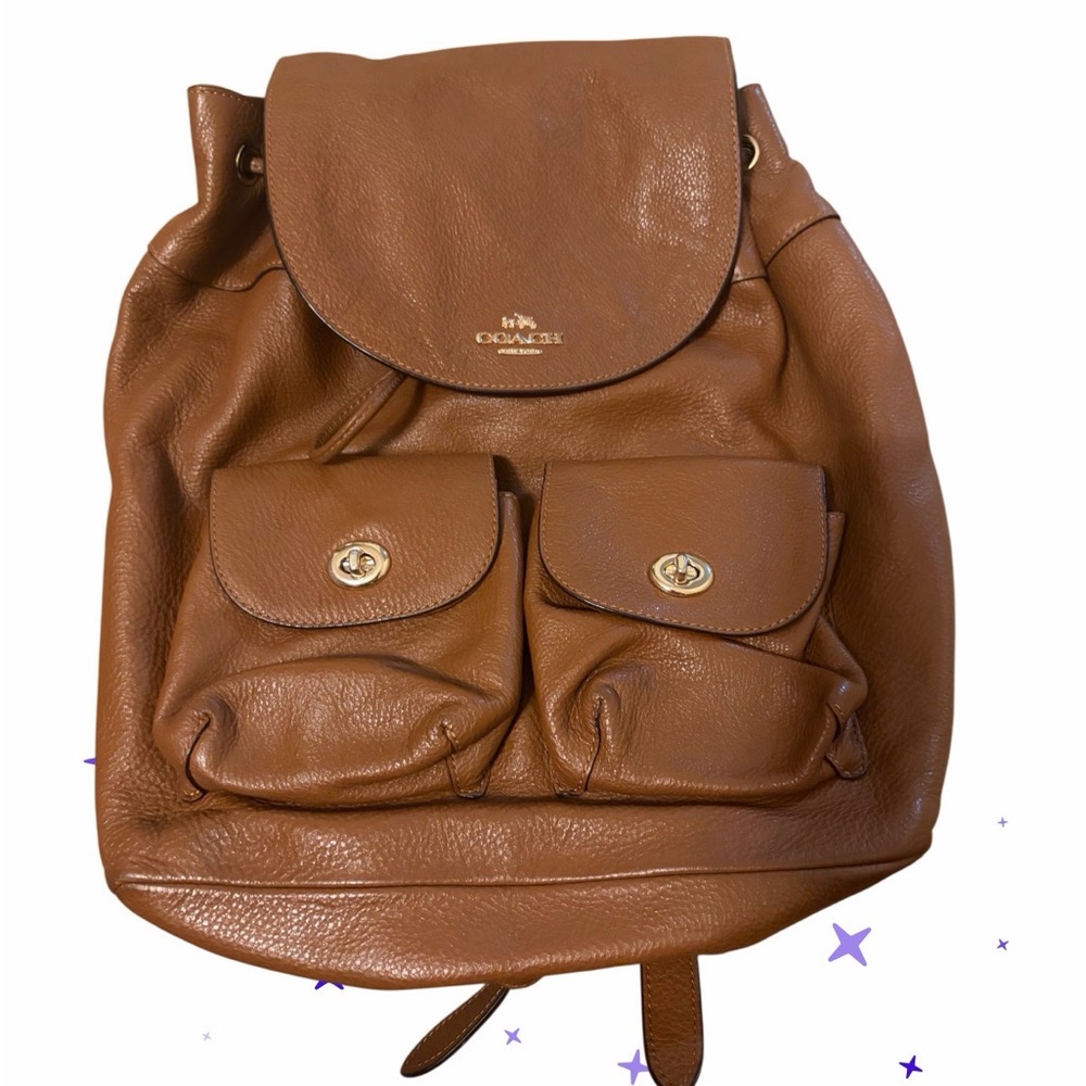 COACH Pebbled Leather Billy Backpack brown F37410 πππ - Picture 5 of 16